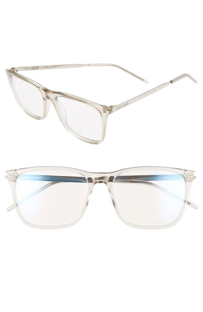 Saint Laurent 55mm Optical Glasses In Light Brown