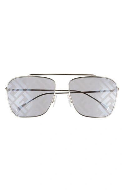 Fendi 61mm Lenticular Lens Navigator Sunglasses In Gold/ Grey