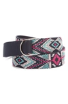 Isabel Marant Nyess Geo Embroidered Woven Belt In Faded Night