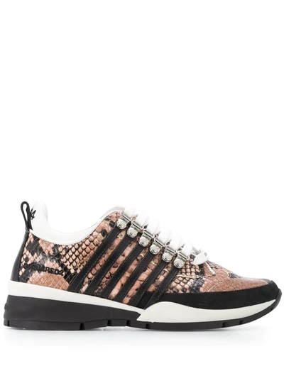 Dsquared2 Snakeskin Print Trainers In Pink