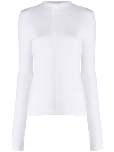 Helmut Lang Long-sleeve Fitted Top In White