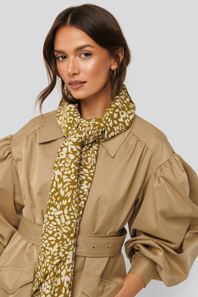 Na-kd Abstract Leopard Scarf - Green In Khaki