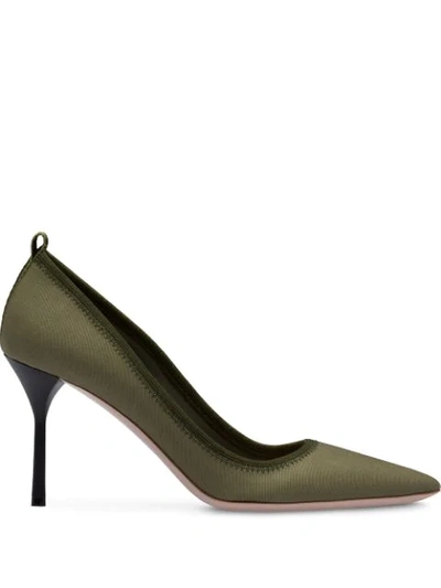 Miu Miu Gabardine Pointed Pumps In Green