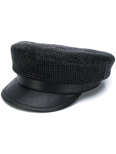 Ann Demeulemeester Perforated Baker Boy Hat In Black