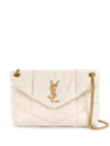 Saint Laurent Loulou Small Quilted Tweed Ysl Shoulder Bag In 9013 Craie