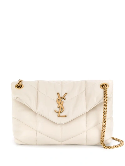 Saint Laurent Loulou Small Quilted Tweed Ysl Shoulder Bag In 9013 Craie