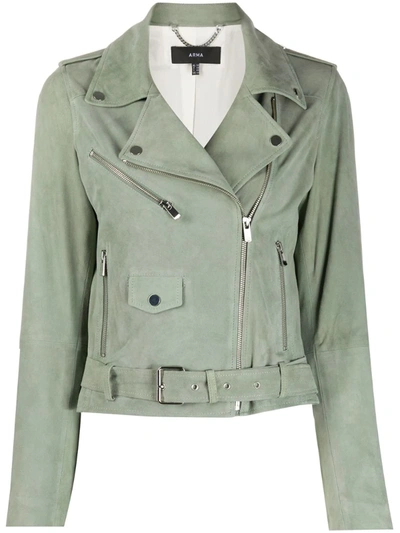 Arma Suede Biker Jacket In Green