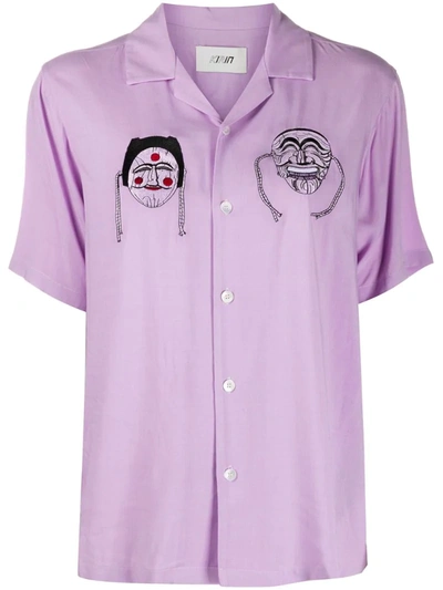 Kirin Mask Embroidery Shirt In Purple,black