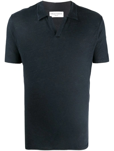 Officine Generale Short-sleeve Polo Shirt In Blue