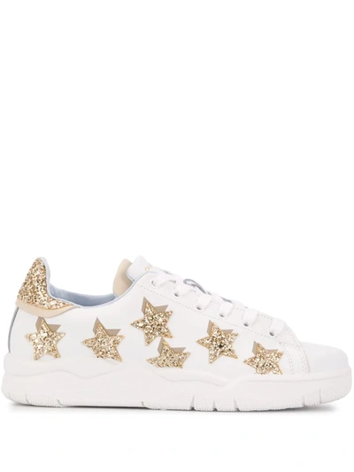 Chiara Ferragni Roger Glitter Star Sneakers In White