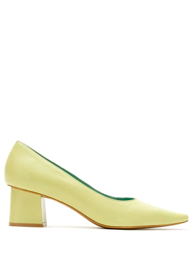 Blue Bird Shoes Block-heeled Leather Pumps In Green