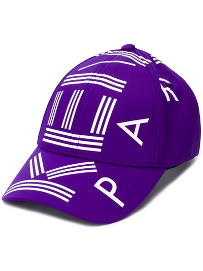 Kenzo Logo Print Baseball Cap In Purple,white