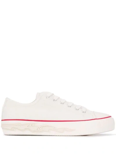 Sandro Flame Canvas And Leather Trainers In White