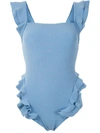 Clube Bossa Barbette Ruffle Swimsuit In Blue