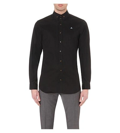 Vivienne Westwood Logo-embroidered Classic-fit Cotton Shirt In Black
