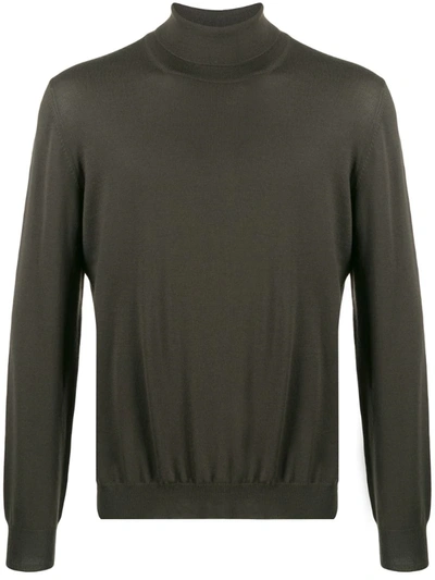 Barba Napoli Fine Knit Turtleneck Sweater In Green