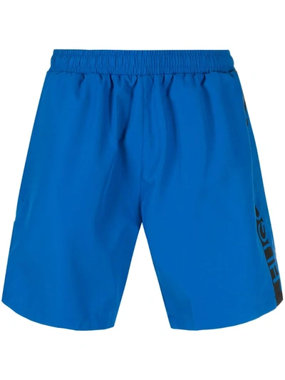 Hugo Boss Logo Printed Swimming Trunks In Blue