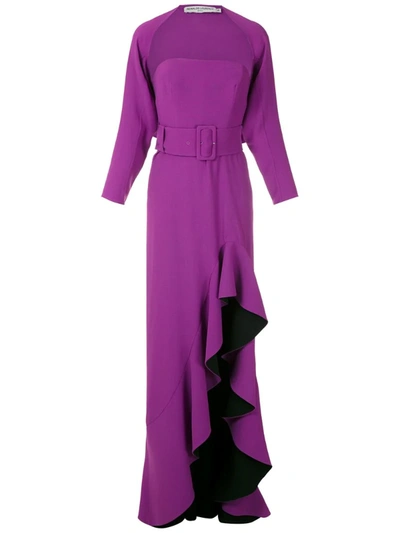 Reinaldo Lourenço Ruffle Slit Gown In Purple