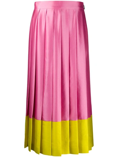 Msgm Pleated Midi Skirt In Pink
