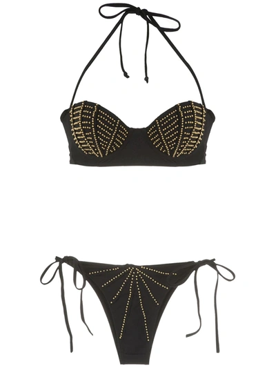 Amir Slama Beaded Bikini Set In Black