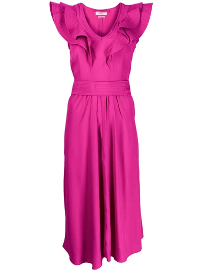 Isabel Marant Étoile Ruffle Trimmed V-neck Dress In Pink