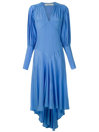 Reinaldo Lourenço Silk Midi Dress In Blue