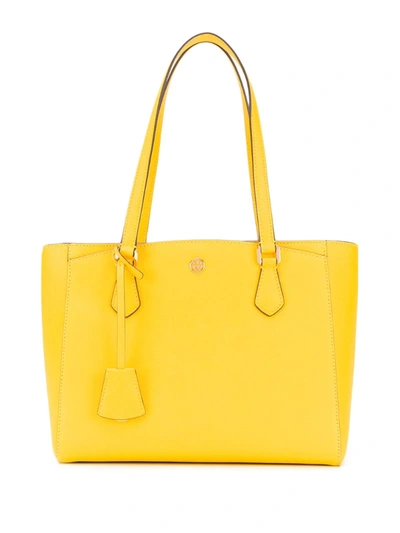 Tory Burch Logo-plaque Tote Bag In Yellow