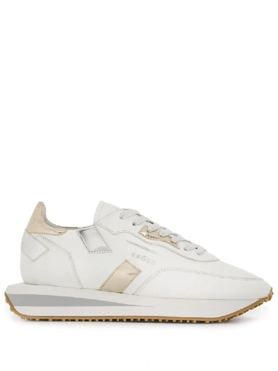 Ghoud Metallic Panel Low Top Trainers In White