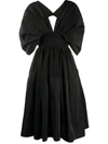 Alexander Mcqueen Cape-style Sleeves Midi Dress In Black