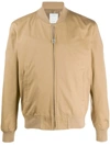 Sandro Ribbed-neck Zip-through Bomber Jacket In Brown
