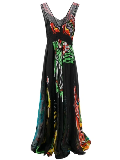 Moschino Monster Print Evening Dress In Black | ModeSens