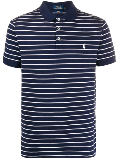Polo Ralph Lauren Striped Print Polo Shirt In Blue