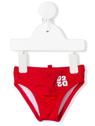 Dsquared2 Babies' D2 Logo Swim Briefs In Red