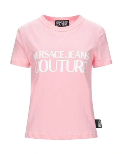 Versace Jeans Couture Rubber Logo T-shirt In Pink