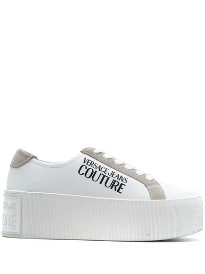 Versace Jeans Couture Women's Shoes Leather Trainers Sneakers In White
