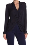 L Agence Mariposa Twisted Front Silk Blouse In Midnight