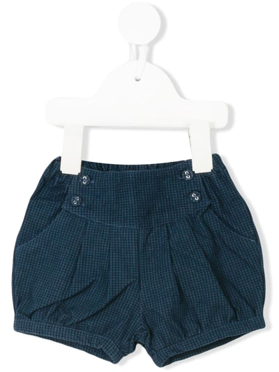 Knot Babies' Micro Check Shorts In Blue