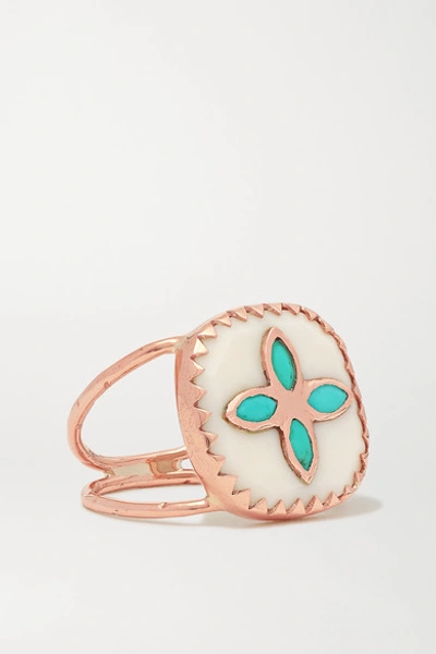 Pascale Monvoisin Bowie N°2 9-karat Rose Gold, Resin And Turquoise Ring