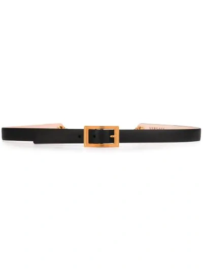 Versace Chain-embellished Leather Waist Belt In Black