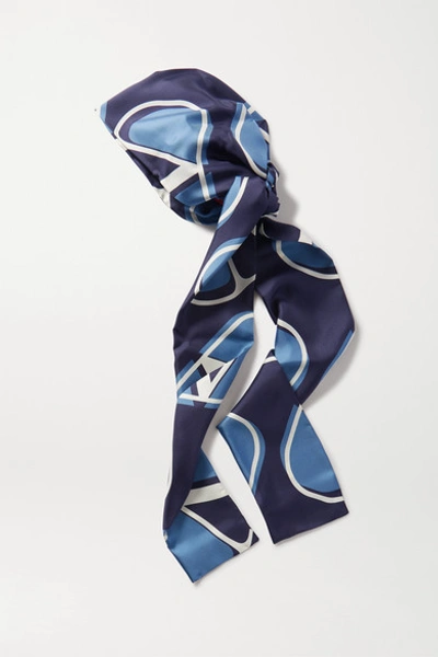 Valentino Garavani Printed Silk-twill Turban In Navy