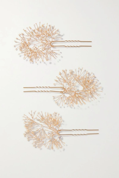 14 / Quatorze Set Of Three Gold-tone Pearl Hair Pins