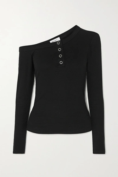 The Line By K Harley Off-the-shoulder Ribbed Jersey Top In Black