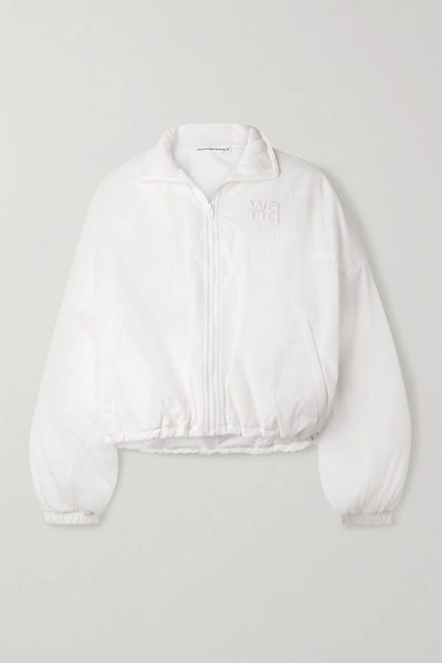 Alexander Wang T Cropped Embroidered Shell Jacket In White