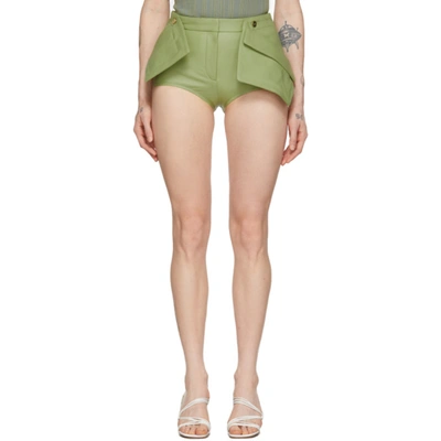 Jacquemus Le Short Boca 拼接皮革短裤 In Light Green