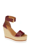 See By Chloé Glyn Snake-print Wedge Platform Espadrilles In Burgundy