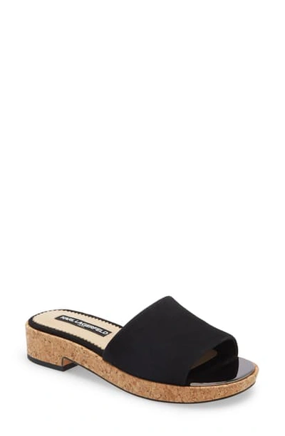 Karl Lagerfeld Platform Slide Sandal In Black Fabric