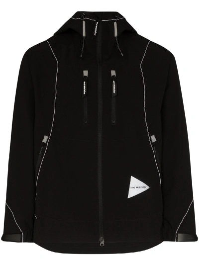 And Wander Uv-shield Technical Ripstop Hooded Jacket In Black