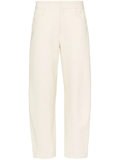 Totême Novara Cropped Cotton-blend Straight-leg Trousers In White