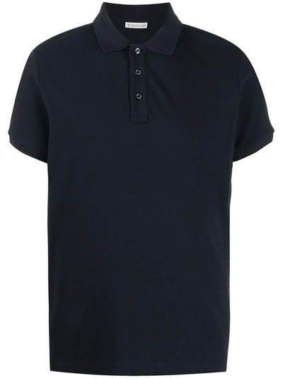 Moncler Logo-patch Short-sleeve Polo Shirt In Black