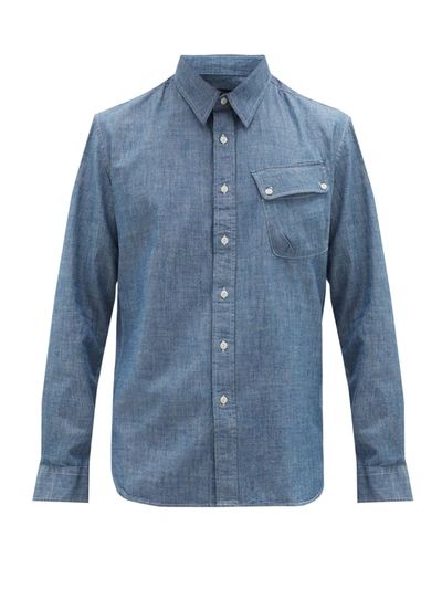 Belstaff Pitch Pocket Cotton-chambray Shirt In Blue